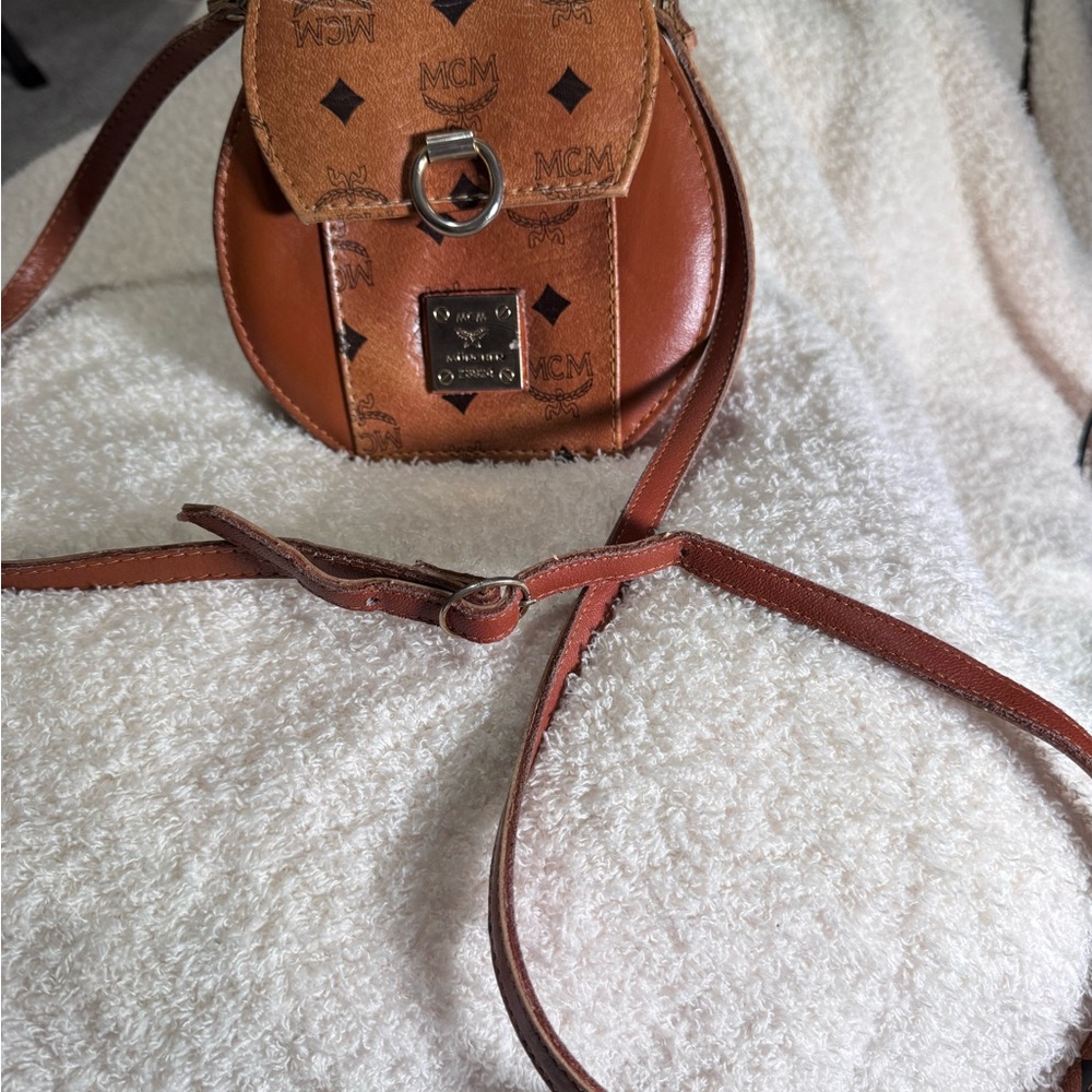 MCM Brown Leather Crossbody Bag